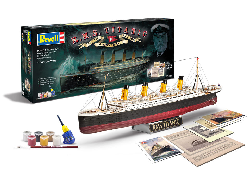 1/400 100th Anniversary Edition R.M.S. Titanic kit in plastica da colorare Nuovo