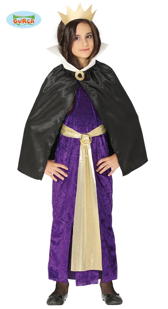 Costume malefica bambina maleficent vestito lungo horror nero e viola  Halloween