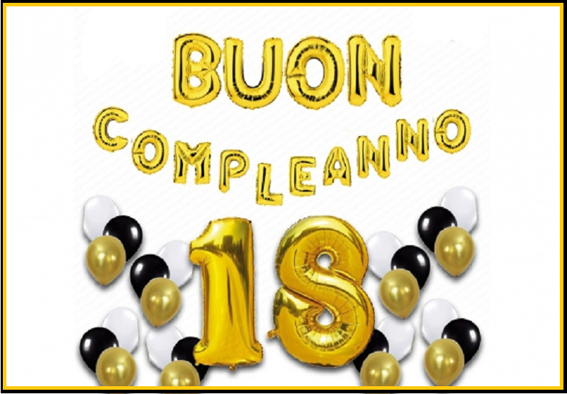 Festone 18° Compleanno Nero E Oro – Kit Decorazioni Con Banner Olografico 3,9m, Bandierine E Coriandoli