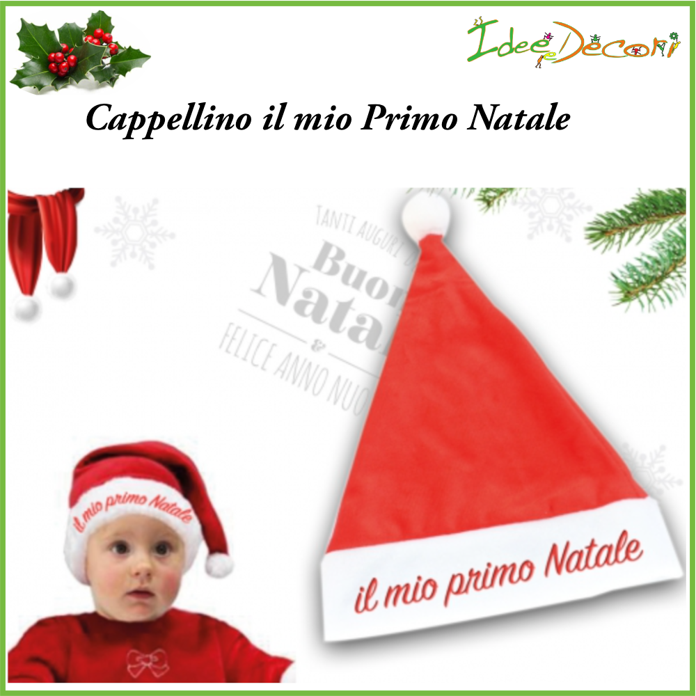 Cappellino Da Babbo Natale Il Mio Primo Natale Per Bambini Neonato Santa Clauss Ebay