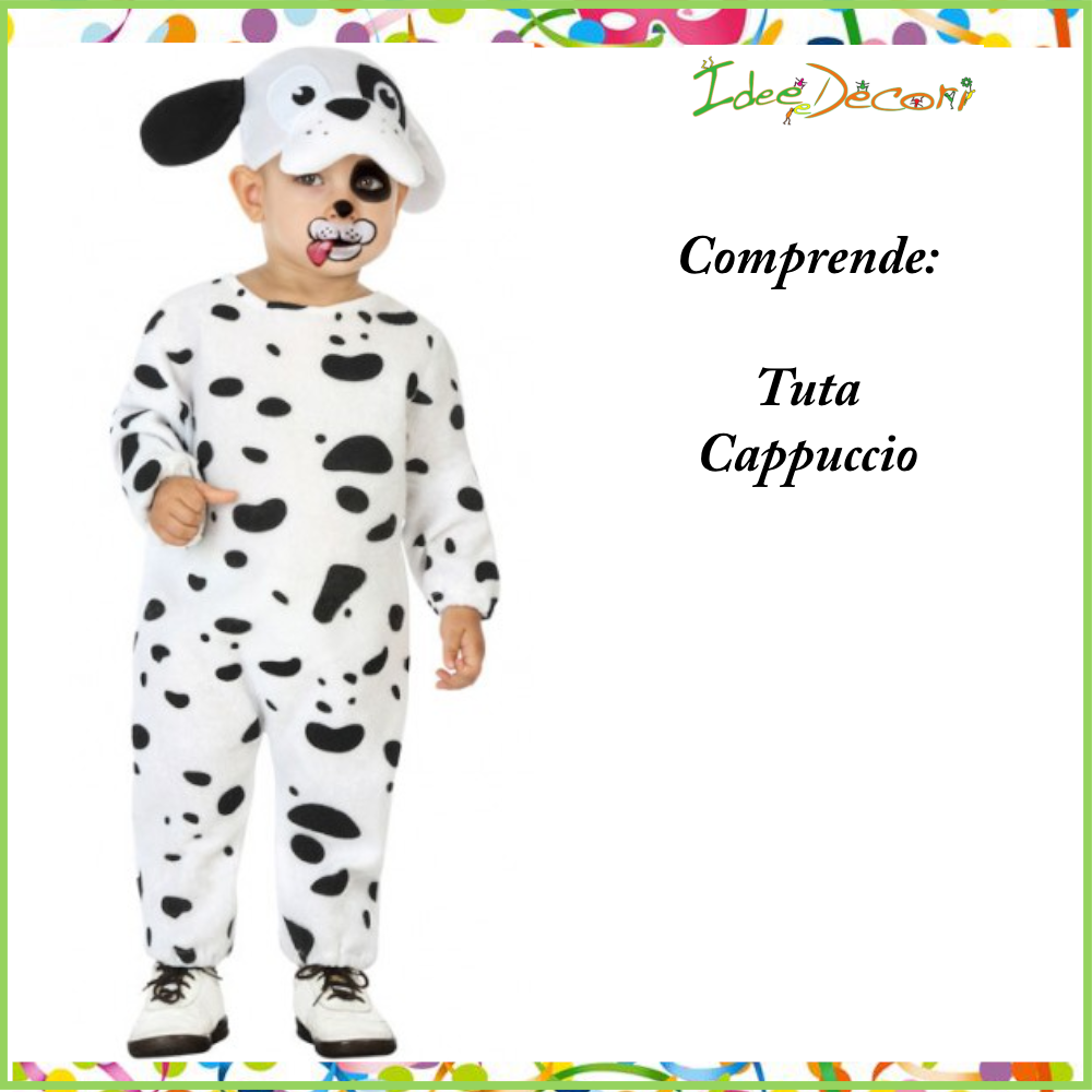 Costume cane dalmata neonato vestito bebè animale maculato bianco